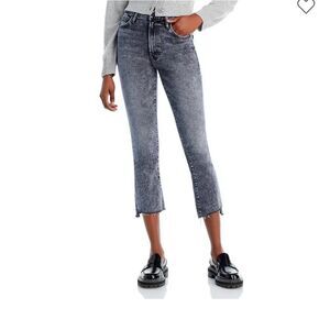 MOTHER The Insider High Rise Crop Step Fray Bootcut Jeans SZ24 wash: train stops